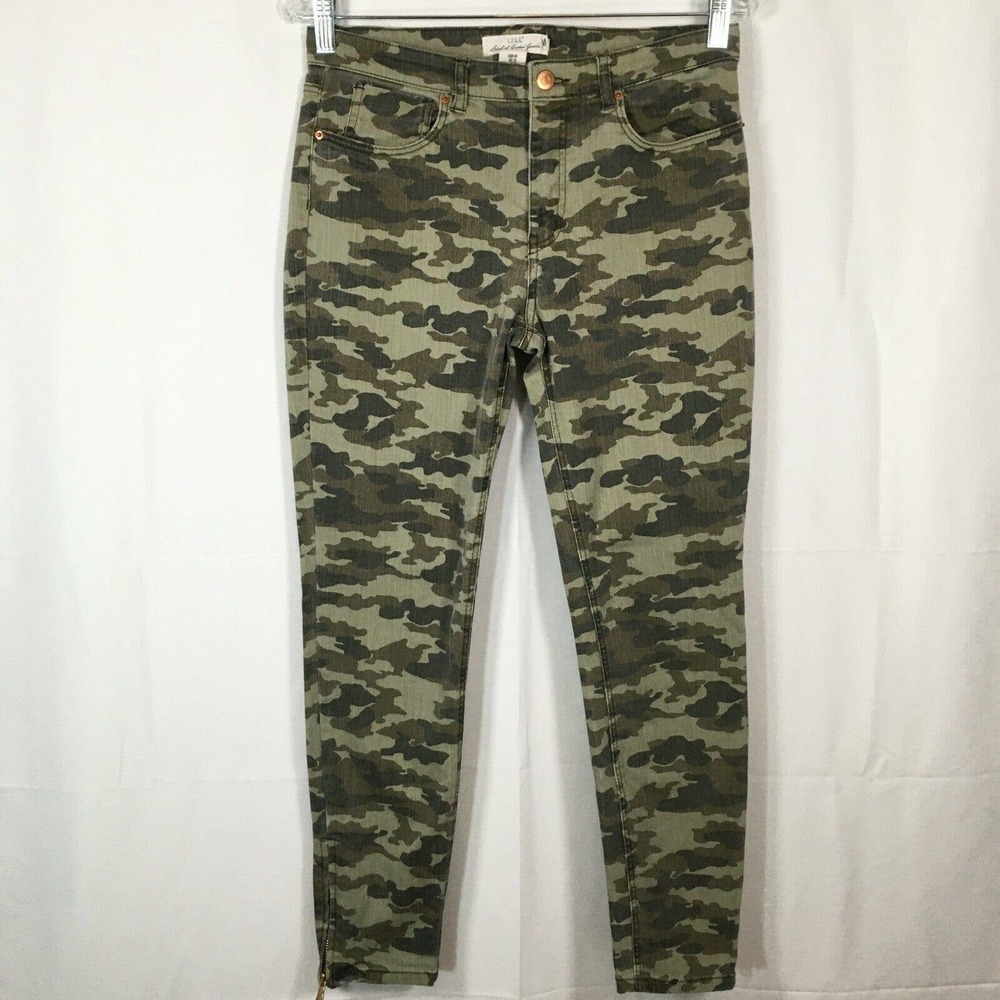 L.O.G.G. Label Of Graded Goods Pants Womens Sz 10 Olive Green‎ Camo Skinny